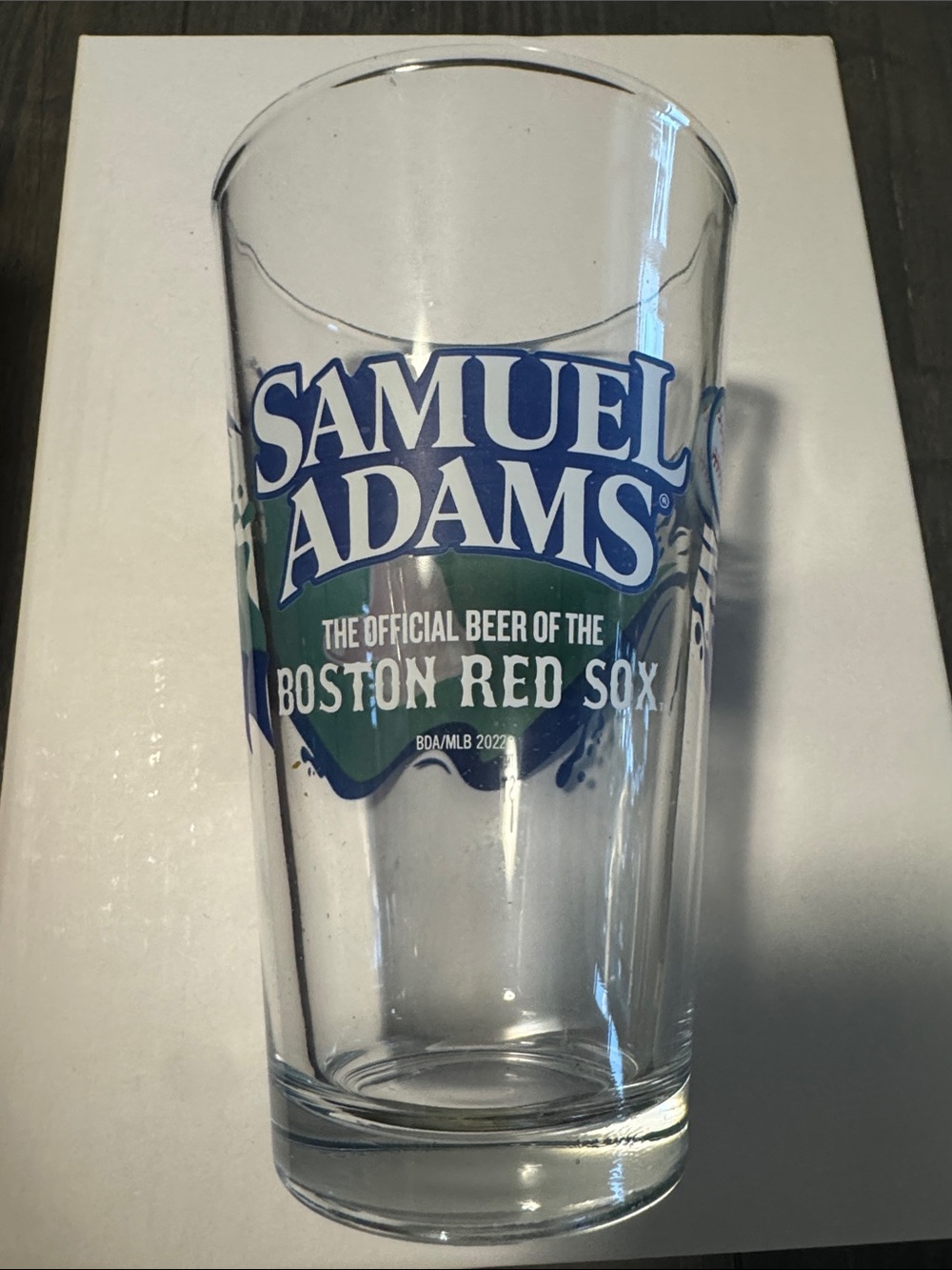 SAMUEL ADAMS PINT SIZE GLASS of the BOSTON RED SOX